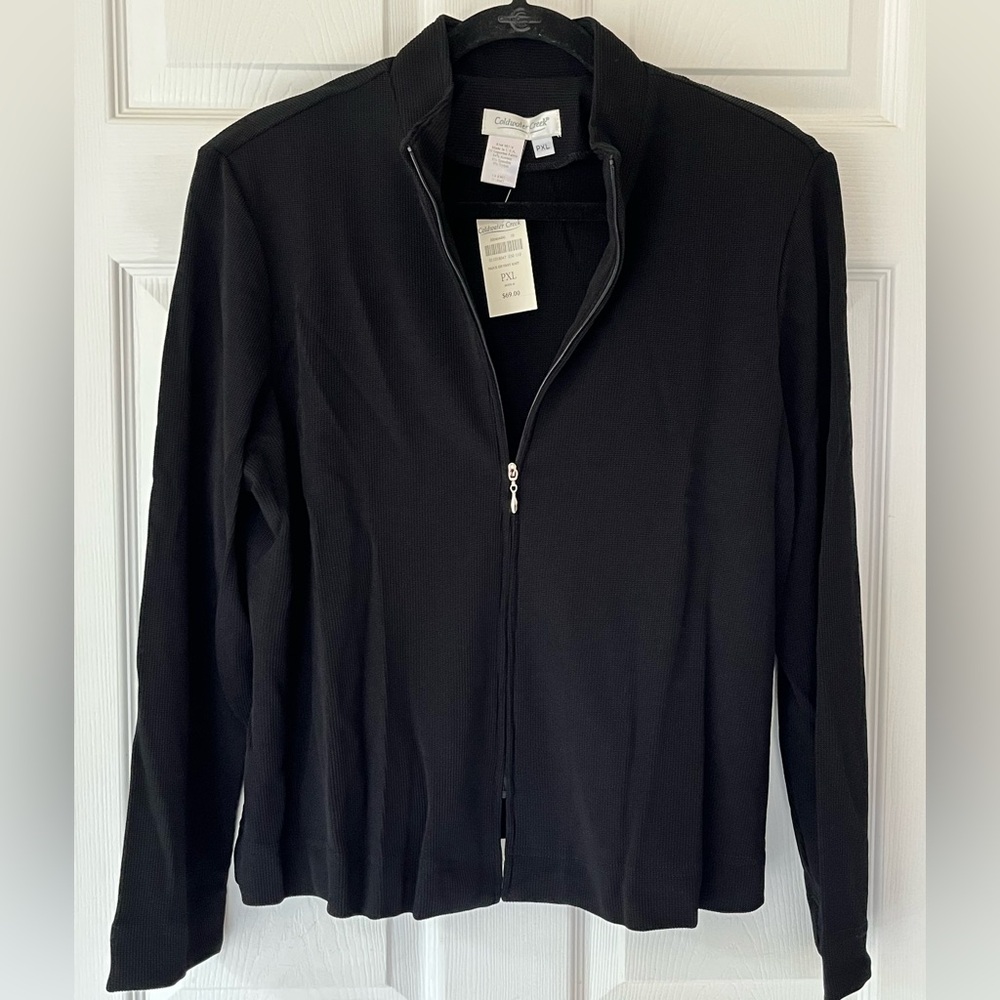Coldwater Creek Pique Zip Front Knit PXL Made In USA NWT